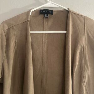 Premise Taupe Suede-Style Open Drape Jacket